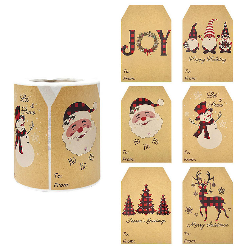 Wrapables Christmas Holiday Gift Tag Stickers and Labels Roll (300pcs), Gnomes Image