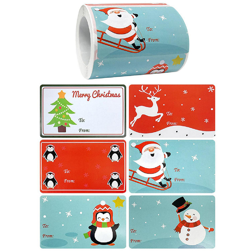 Wrapables Christmas Sticker Labels, Christmas Holiday Adhesive Gift Tags, Penguin Image