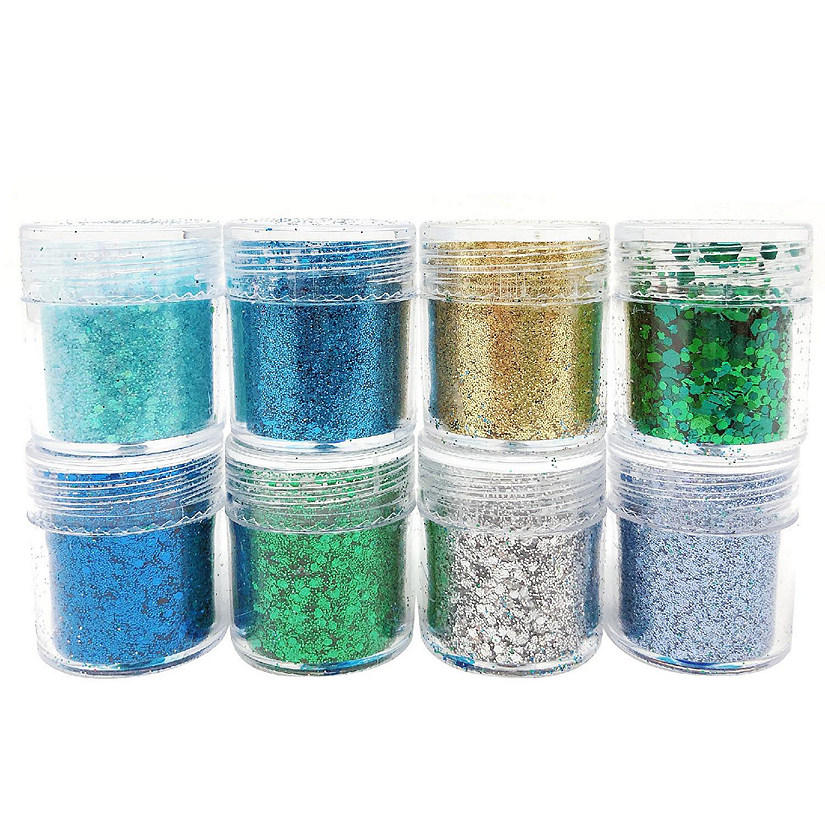 Wrapables Chunky Glitter for Hair Face Makeup Nail Art Decoration (8 Colors), Blue Green Image