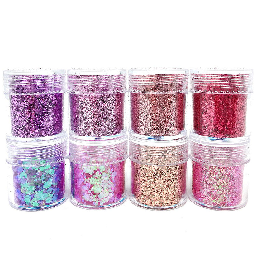 Wrapables Chunky Glitter for Hair Face Makeup Nail Art Decoration (8 Colors), Mystic Image