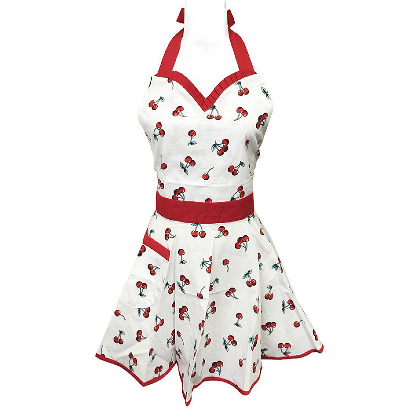 Wrapables Classic Sweetheart Adjustable Apron, Cherries Image