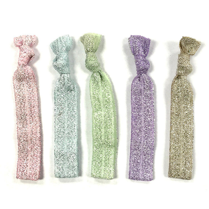 Wrapables Colorful Hair Ties Ponytail Holders (Set of 5), Pastel Glitter Image