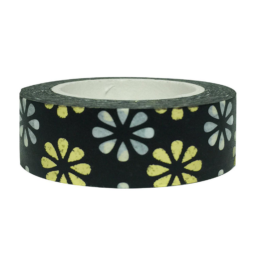 Wrapables&#174; Colorful Washi Masking Tape, Black and Gold Deco Chrysanthemum Image
