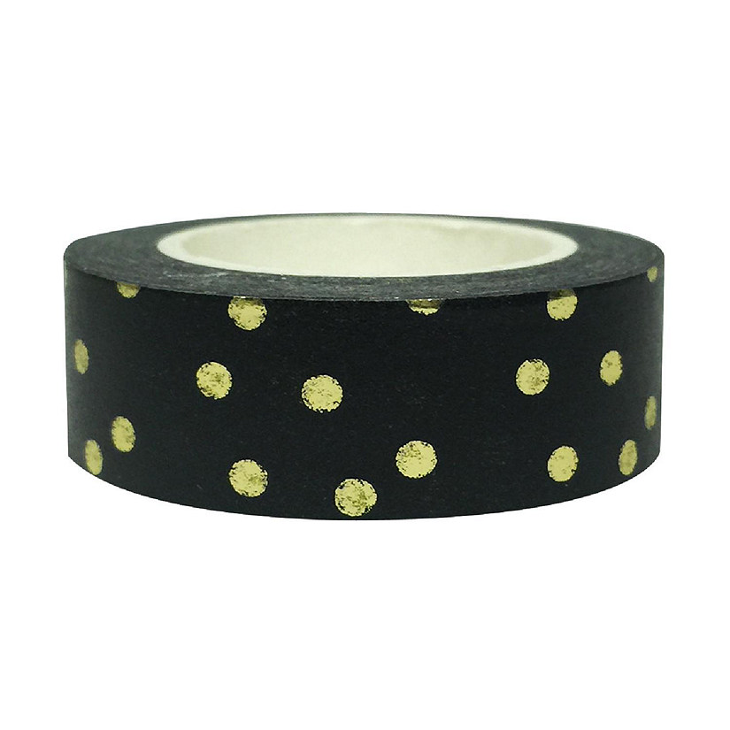 Wrapables&#174; Colorful Washi Masking Tape, Black and Metallic Gold Dots Image