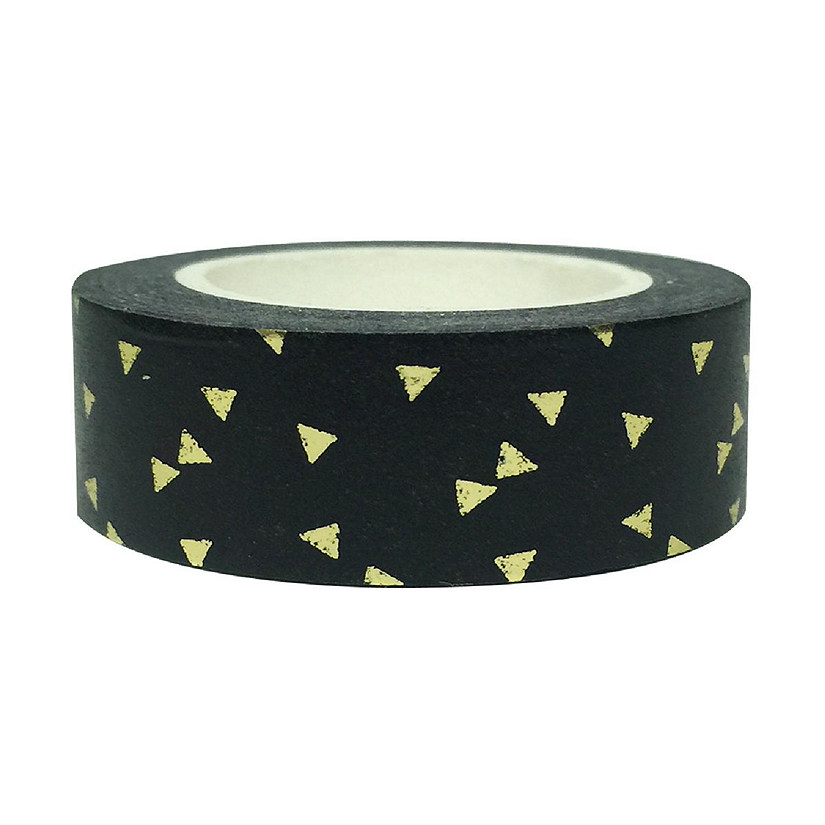 Wrapables&#174; Colorful Washi Masking Tape, Black and Metallic Gold Triangles Image
