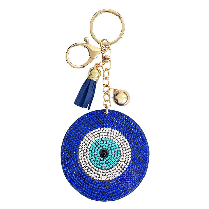 Wrapables Crystal Bling Key Chain Keyring Car Purse Handbag Pendant Charm, Blue Evil Eye Image