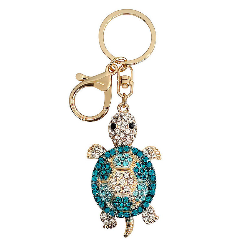 Wrapables Crystal Bling Key Chain Keyring Car Purse Handbag Pendant Charm, Blue Sea Turtle Image