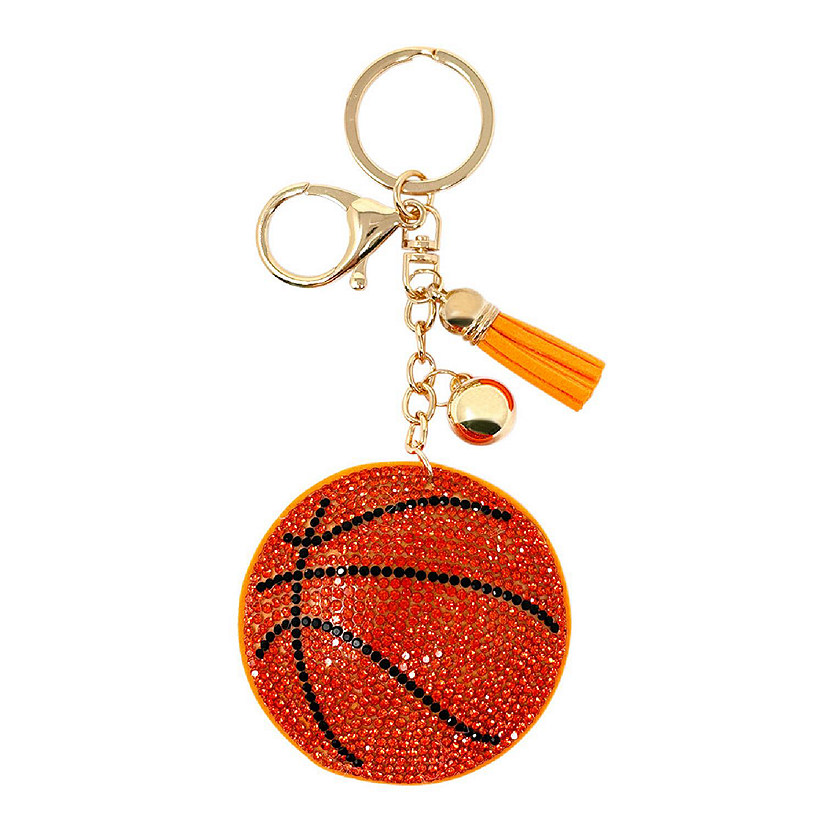 Wrapables Crystal Bling Key Chain Keyring with Tassel Car Purse Handbag Pendant, Basketball Image