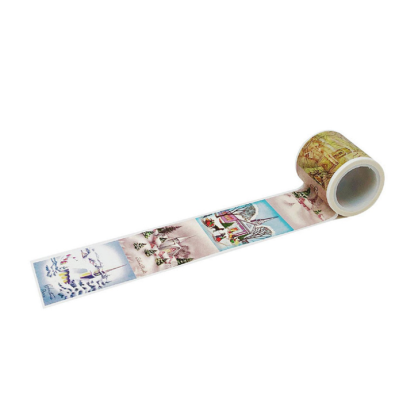 Wrapables&#174; Decorative Festive 35mm x 5M Wide Washi Masking Tape, Snowy Churches Image