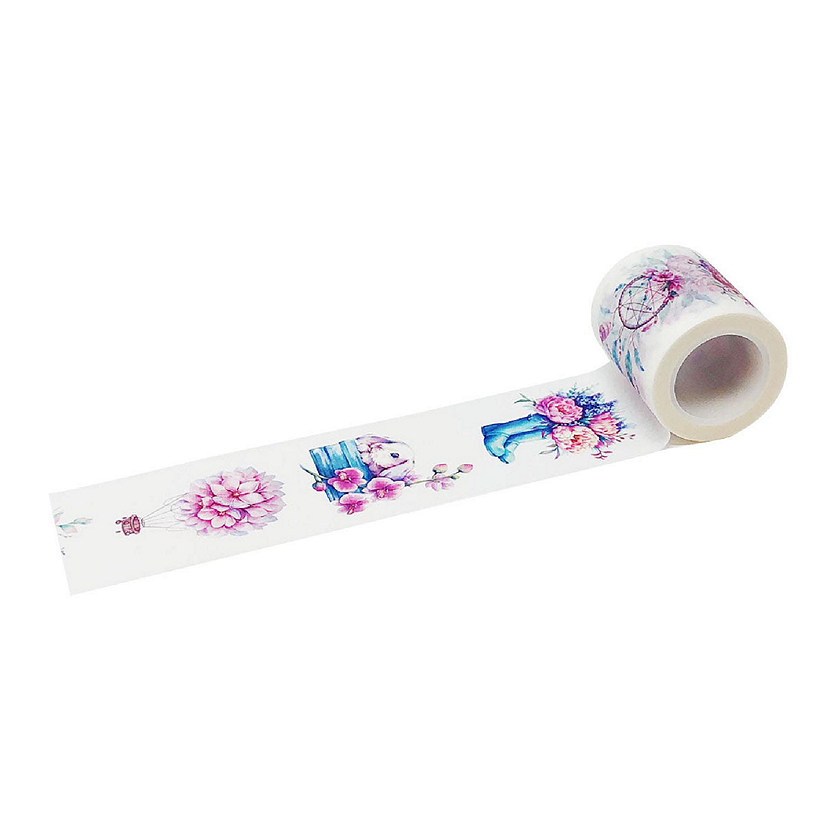 Wrapables&#174; Decorative Festive 40mm x 10M Wide Washi Masking Tape, Fuchsia Floral Mystical Image