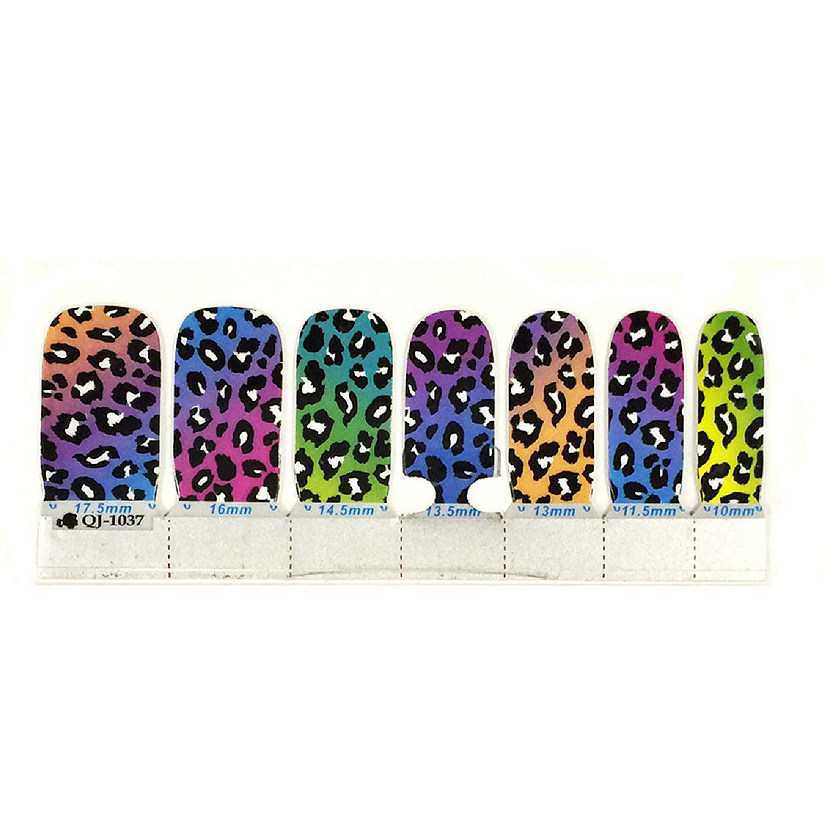 Wrapables Decorative Nail Wraps Nail Stickers Nail Decal, Rainbow Leopard Print Image