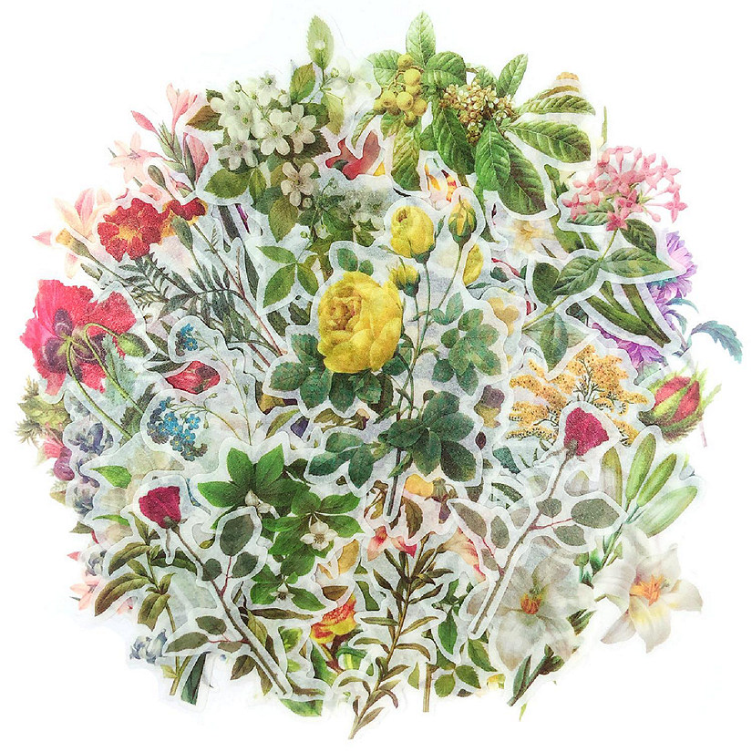 Wrapables Decorative Scrapbooking Washi Stickers (60 pcs), Floral Image