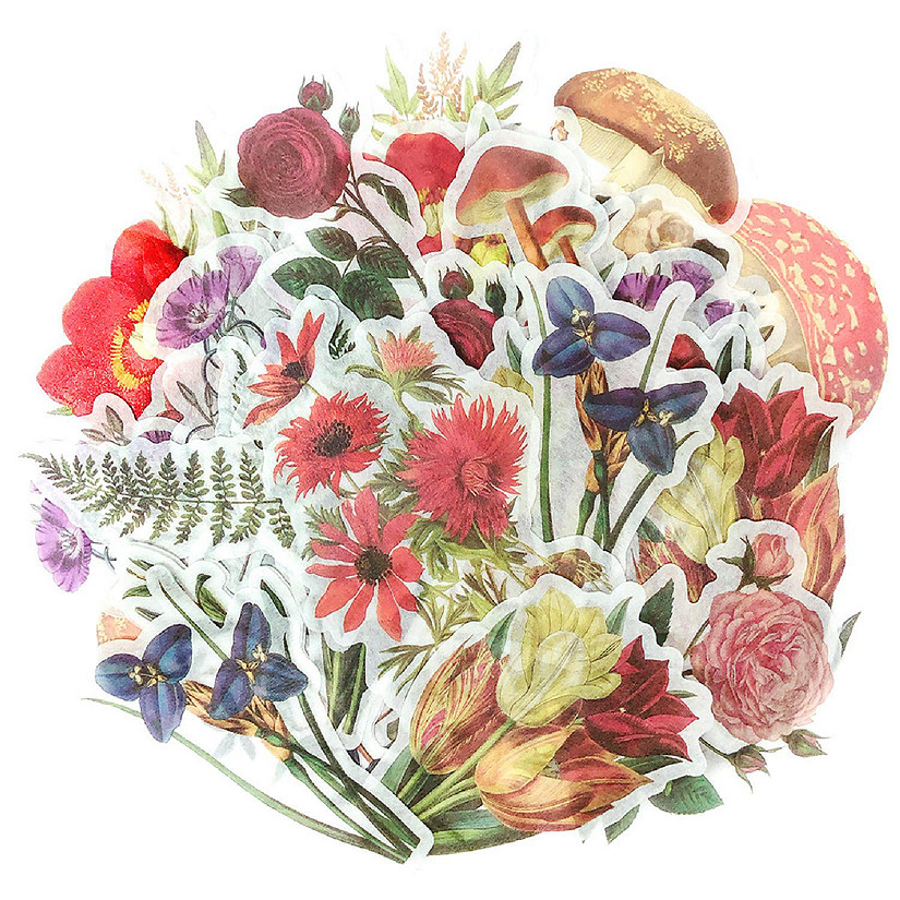 Wrapables Decorative Scrapbooking Washi Stickers (60 pcs), Spring Flowers Image