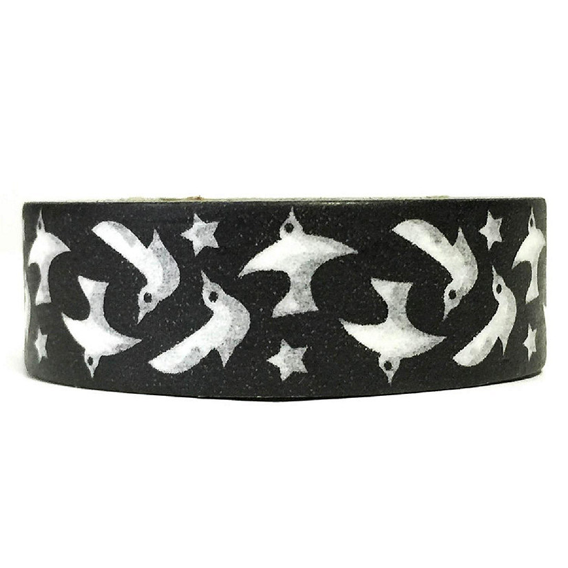 Wrapables Decorative Washi Masking Tape, Black Dove and Star Image