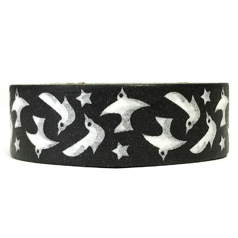 Wrapables Decorative Washi Masking Tape, Black Dove and Star