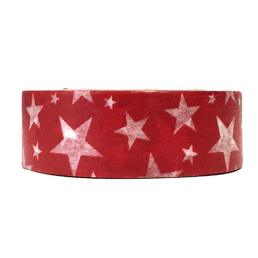 Wrapables Decorative Washi Masking Tape, Crimson Stars Image