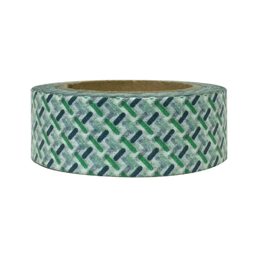 Wrapables Decorative Washi Masking Tape, Green Lines Crossing Image
