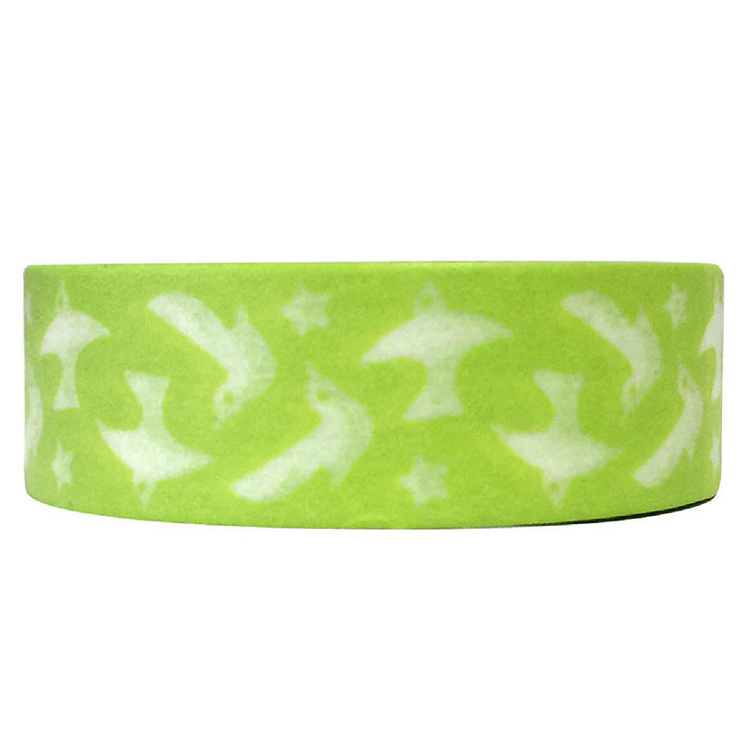 Wrapables Decorative Washi Masking Tape, Lime Dove and Star Image