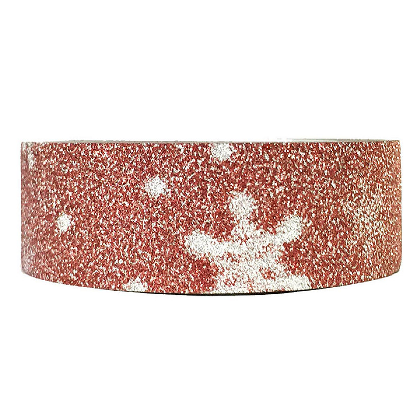 Wrapables Decorative Washi Masking Tape, Red Shimmer Snowflake Image