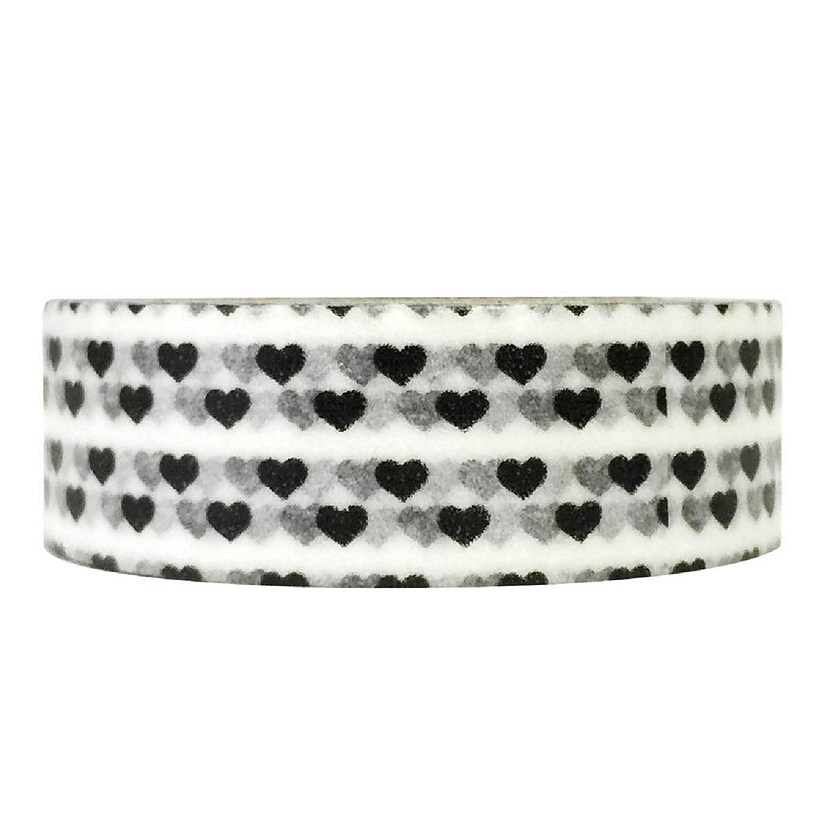 Wrapables Decorative Washi Masking Tape, Tiny Hearts Black Image
