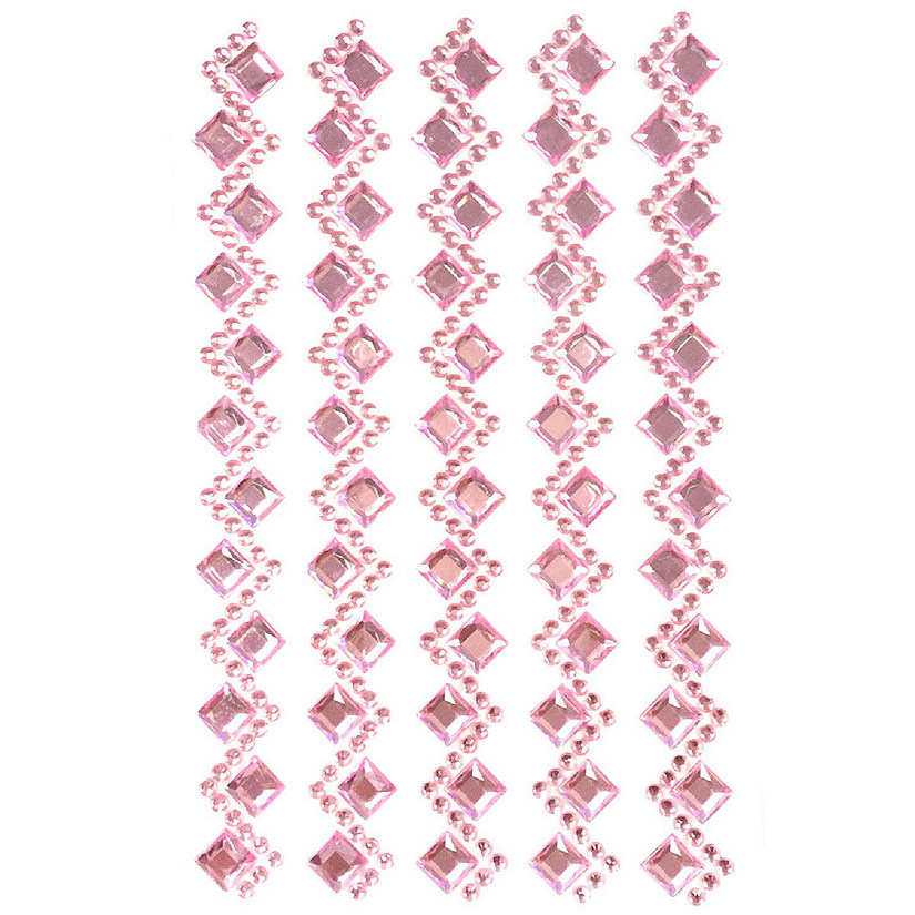 Wrapables Diamond and Round Acrylic Self Adhesive Crystal Gem Stickers, Pink Image
