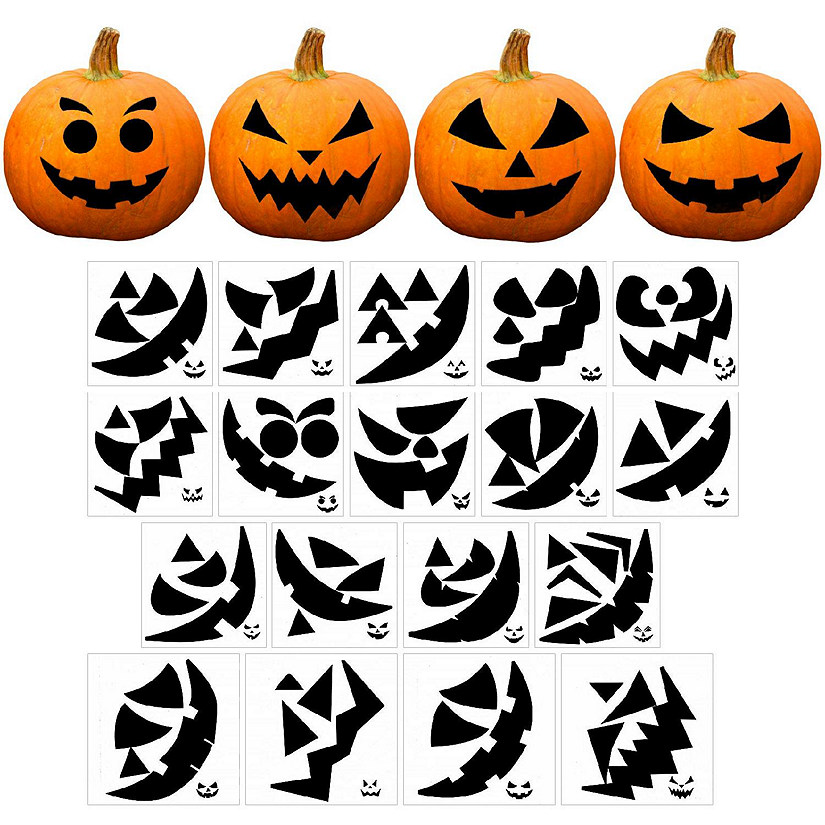 Wrapables DIY Halloween Classic Pumpkin Face Decorating Stickers (18 Sheets) Image