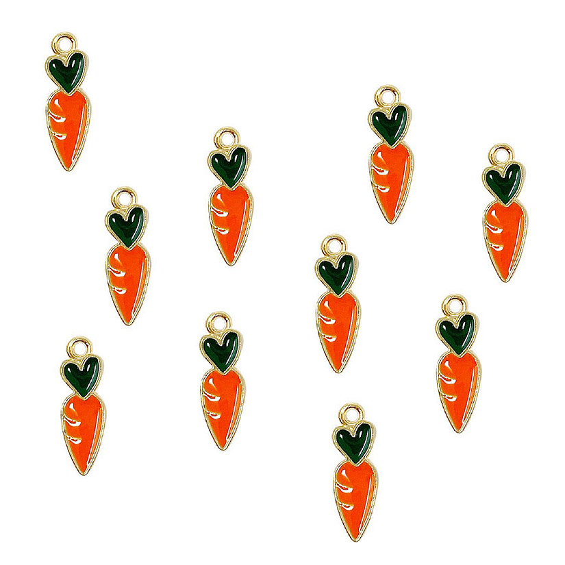 Wrapables Enamel Jewelry Making Charm Pendants (Set of 10), Carrots Image