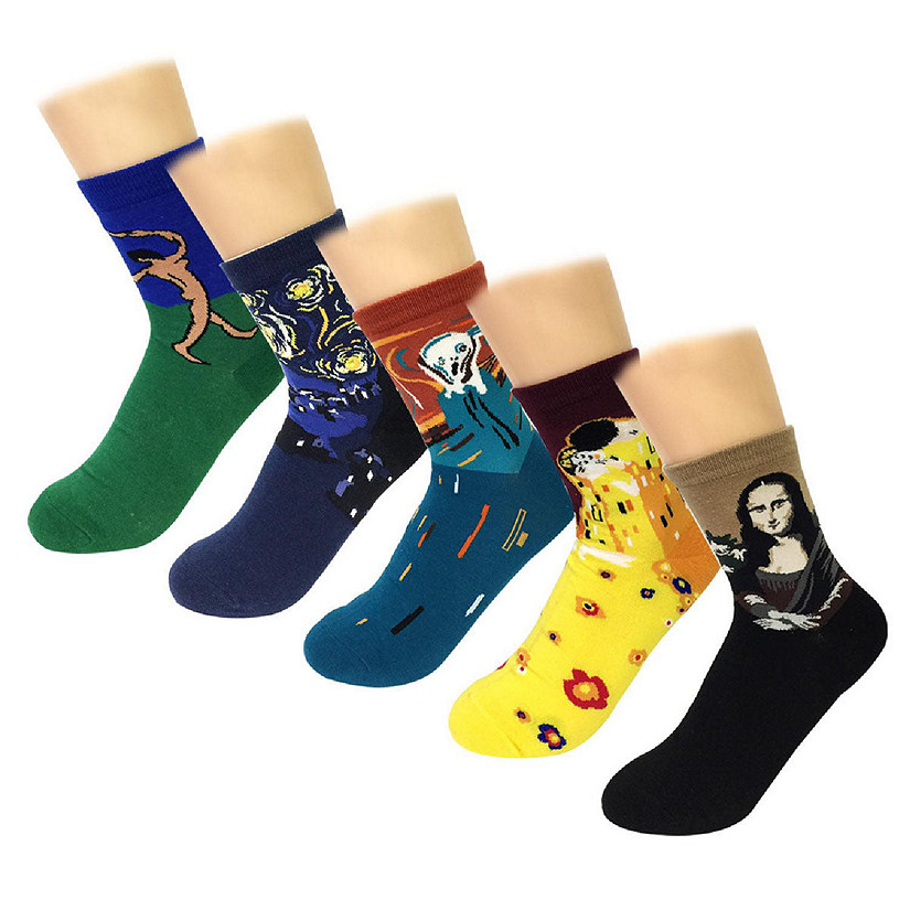 Wrapables Famous Painting Masterpiece Artwork Crew Socks (5 pairs), Collection 1 Image