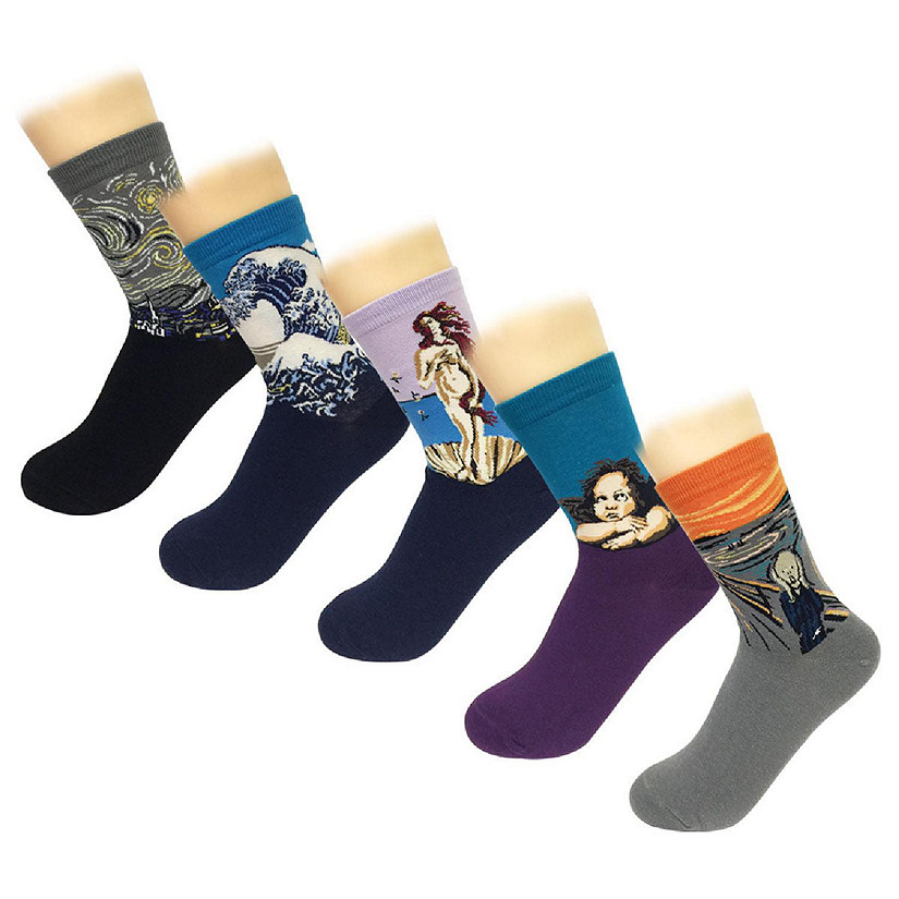 Wrapables Famous Painting Masterpiece Artwork Crew Socks (5 pairs), Collection 2 Image