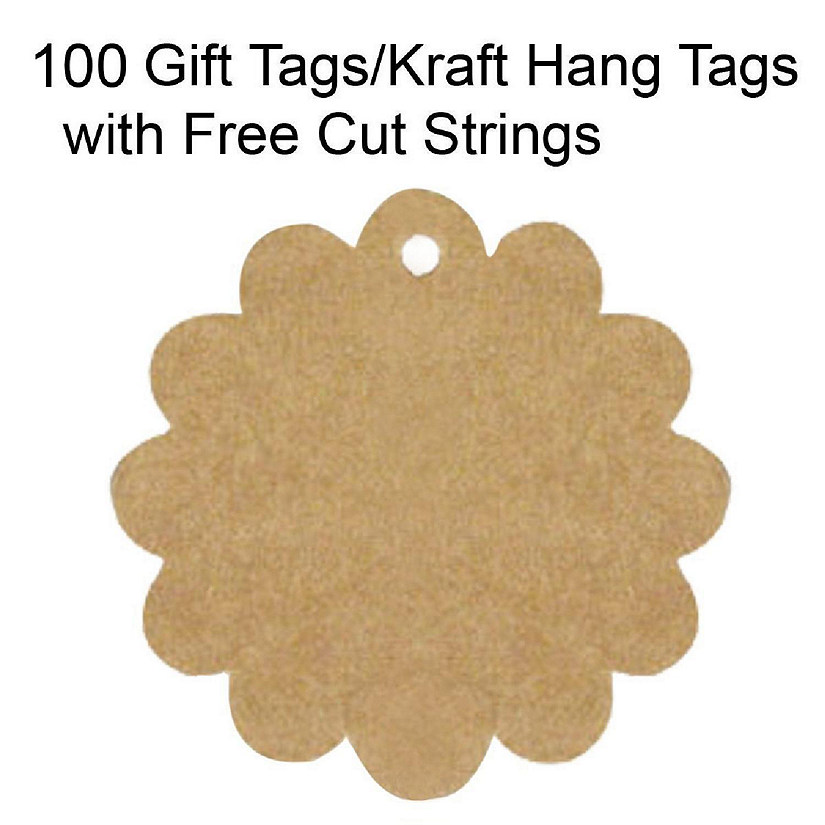 Wrapables Flower Gift Tags/Kraft Hang Tags with Free Cut Strings (100pcs) Image
