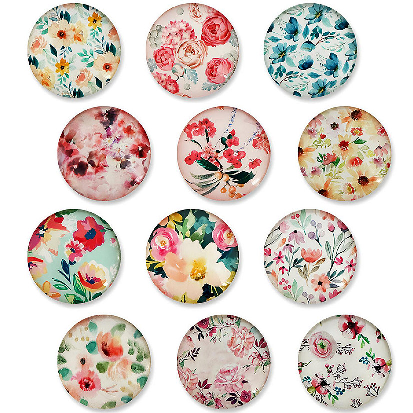 Wrapables Flowers Crystal Glass Magnets, Refrigerator Magnets (Set of 12) Image