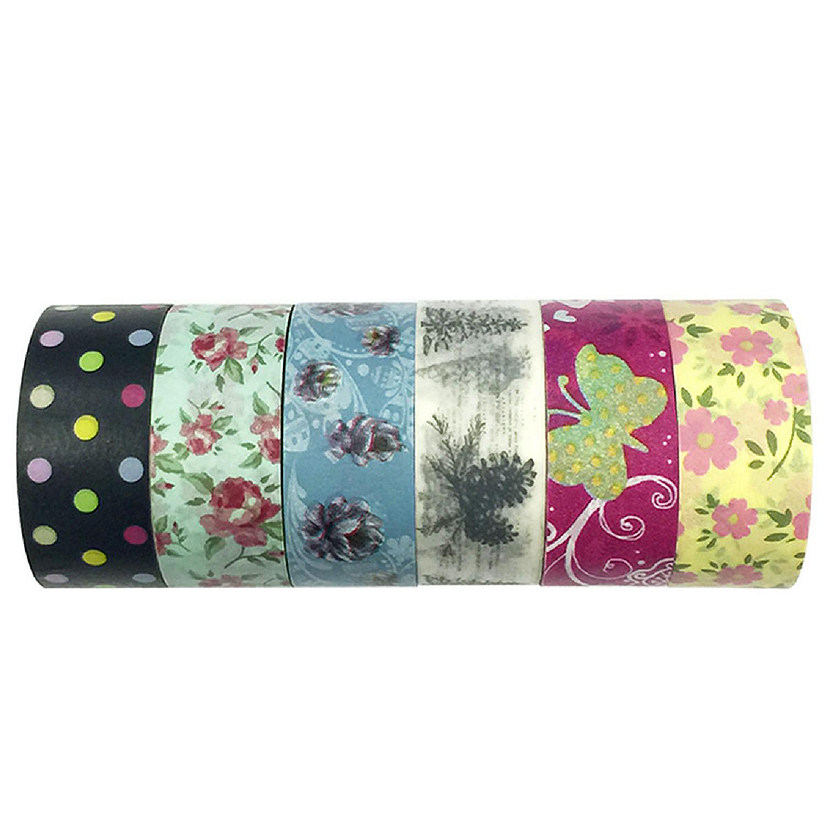 Wrapables Girly 10M x 20mm Washi Tapes, Set of 6 Image