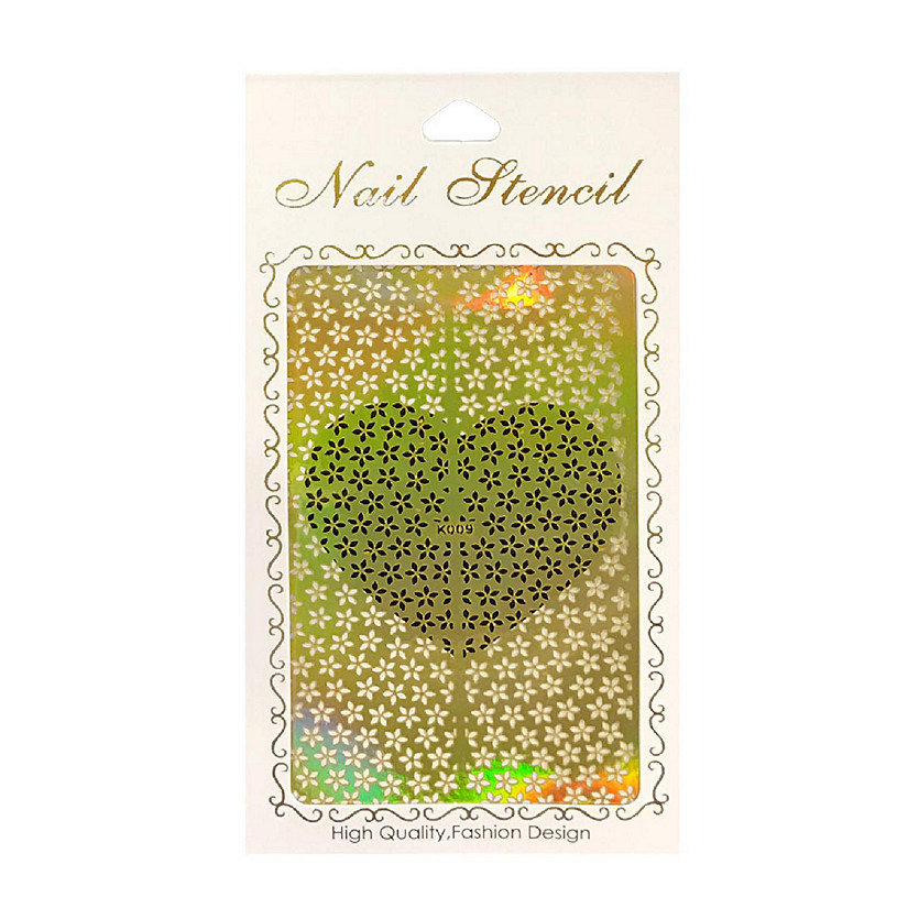 Wrapables Gold Nail Art Guide Large Nail Stencil Sheet - Lily Image