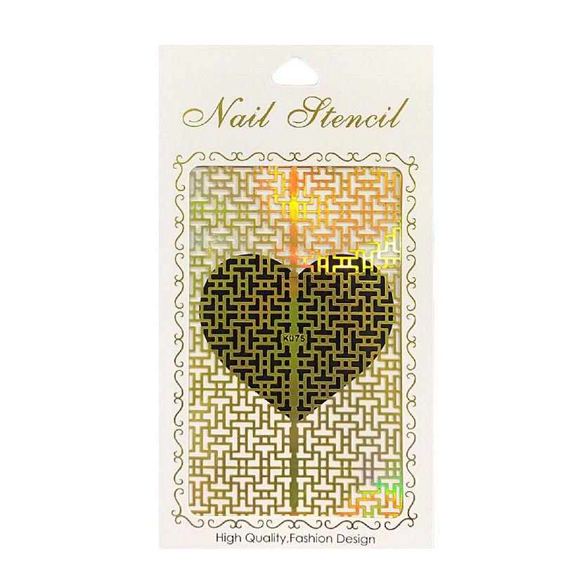 Wrapables Gold Nail Art Guide Large Nail Stencil Sheet - Puzzle Image