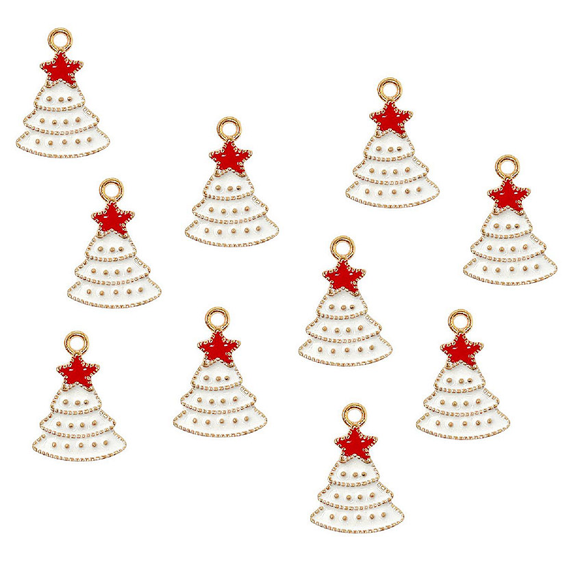 Wrapables Holiday Jewelry Making Pendant Charms (Set of 10), Frosted Christmas Tree Image