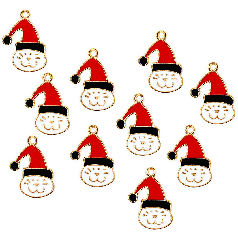 Wrapables Holiday Jewelry Making Pendant Charms (Set of 10), Santa Cats Image