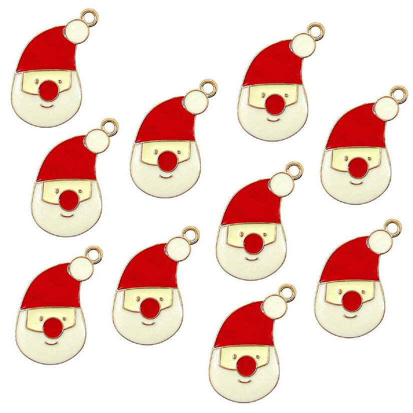 Wrapables Holiday Jewelry Making Pendant Charms (Set of 10), Santa Claus Image