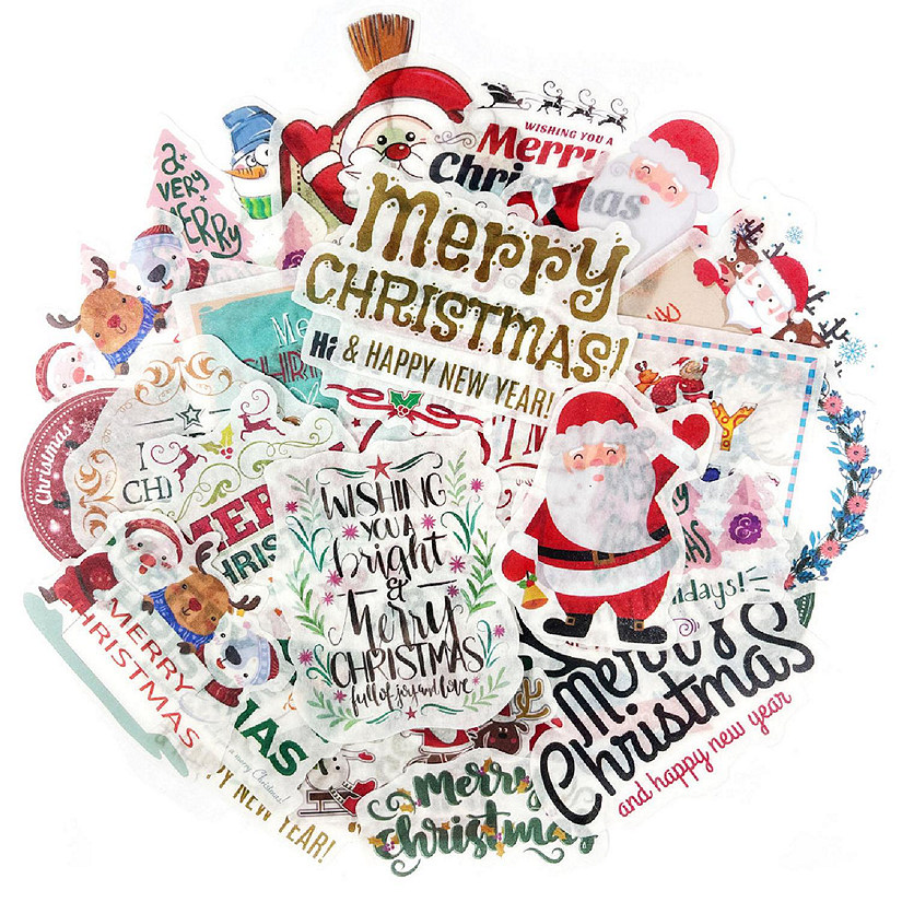 Wrapables Holiday Scrapbooking Washi Stickers (60 pcs), Merry Christmas Image