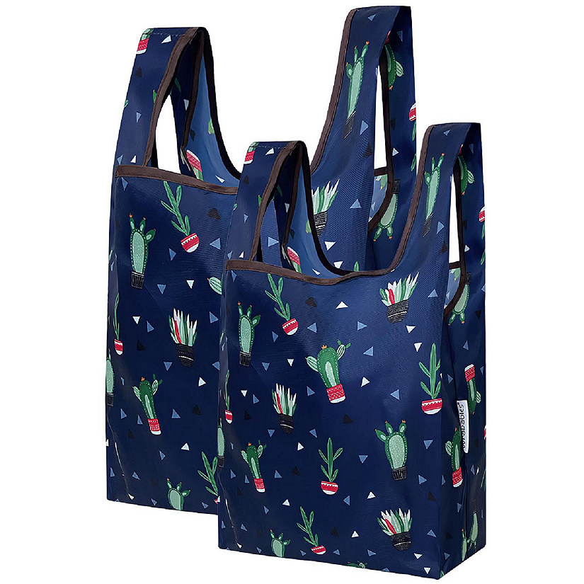 Wrapables JoliBag Nylon Reusable Grocery Bag, 2 Pack, Succulents Image