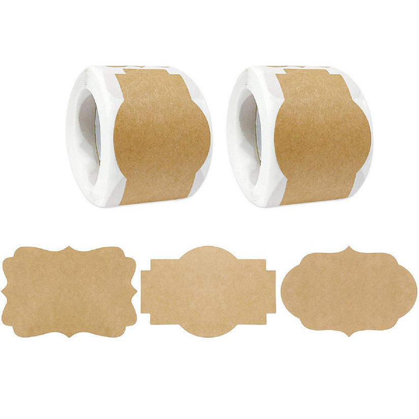 Wrapables Kraft Paper Stickers, Mason Jar Labels (300pcs), Fancy Frame Image