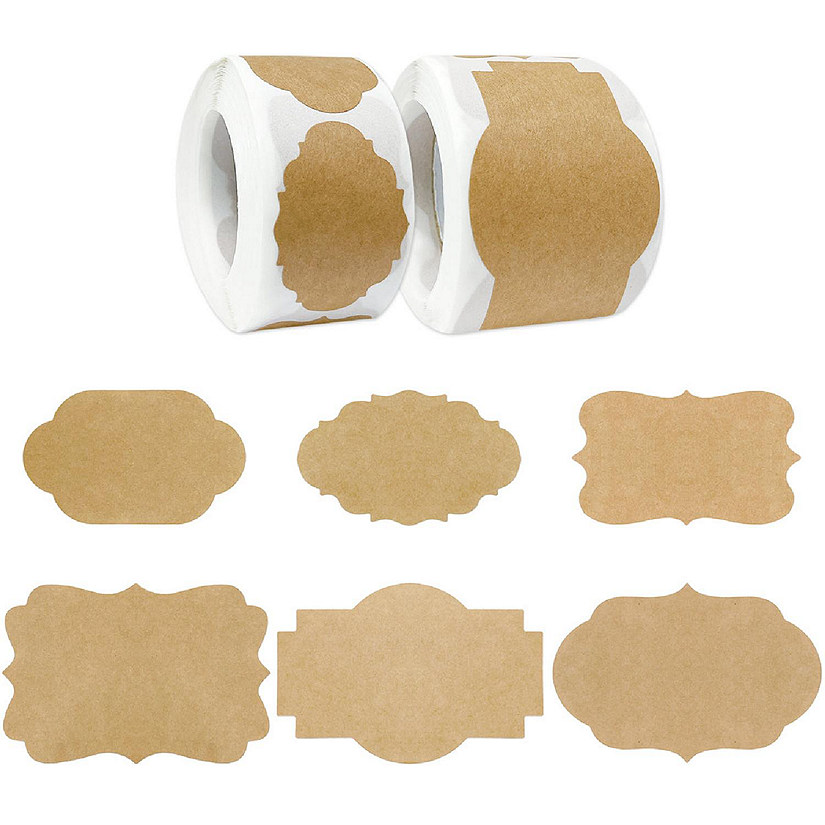 Wrapables Kraft Paper Stickers, Mason Jar Labels, (450pcs), Assorted Fancy Image