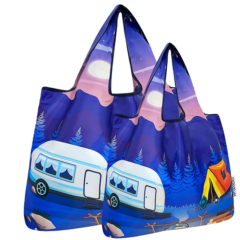 Wrapables Large & Small Nylon Reusable Grocery Bags, Set 2, Outdoors Image