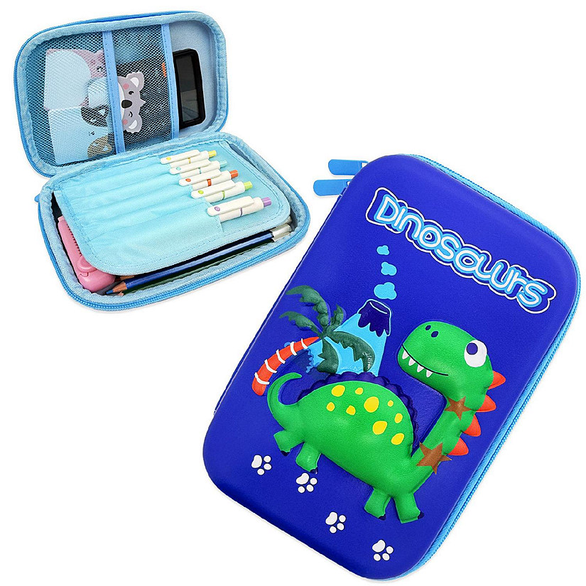 Wrapables Large Capacity EVA Hard Shell 3D Pencil Case, Dinosaurs Image