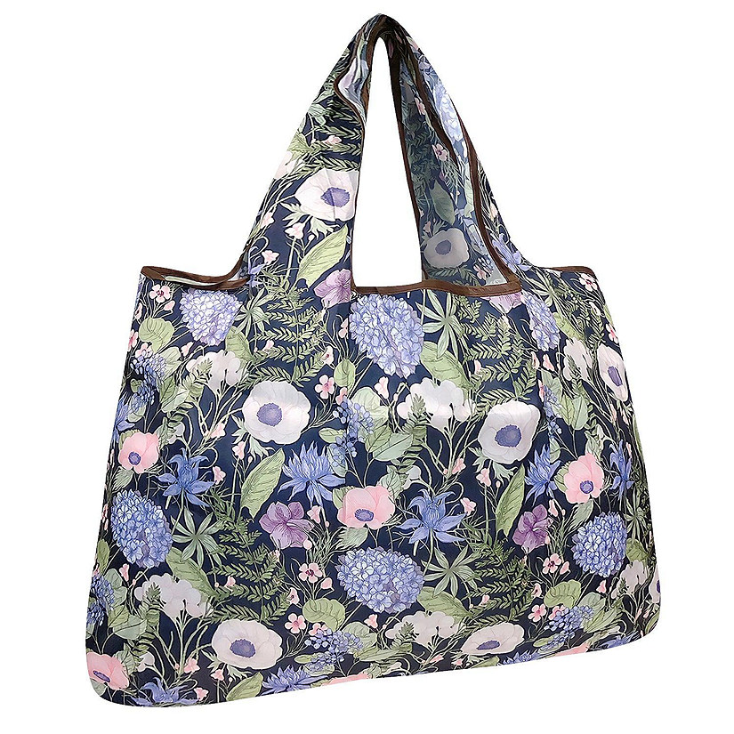 Wrapables Large Foldable Tote Nylon Reusable Grocery Bag, Lavender Bouquet Image