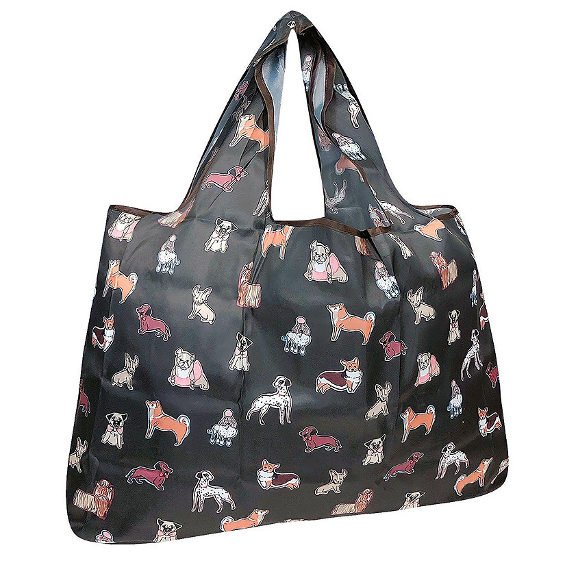 Wrapables Large Foldable Tote Nylon Reusable Grocery Bag, Shiba Inu Dogs Image