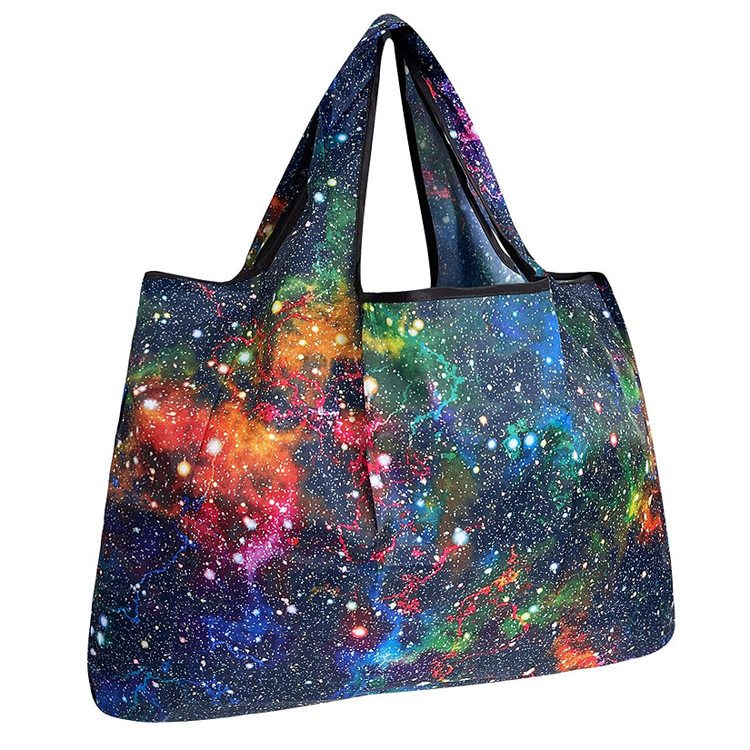 Wrapables Large Foldable Tote Nylon Reusable Grocery Bags, Galaxy Image