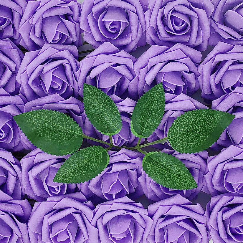 Wrapables Lavender Artificial Flowers, 10 Real Touch Latex Roses Image