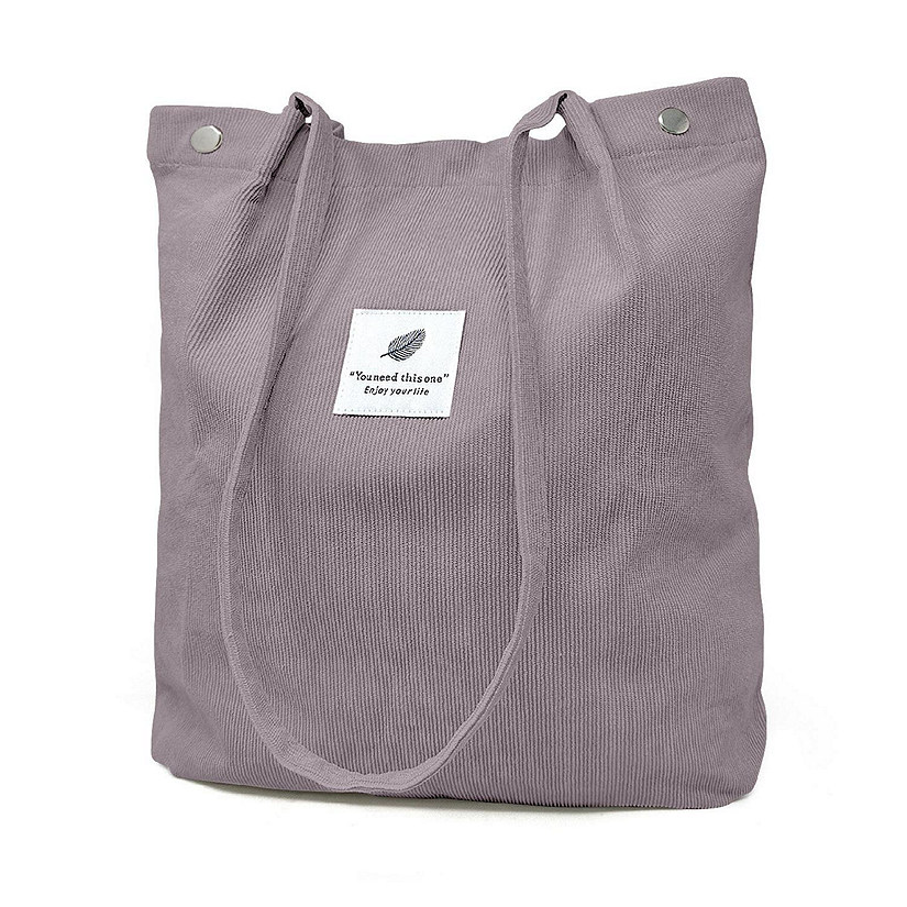 Wrapables Lavender Corduroy Tote Bag, Casual Everyday Shoulder Handbag Image