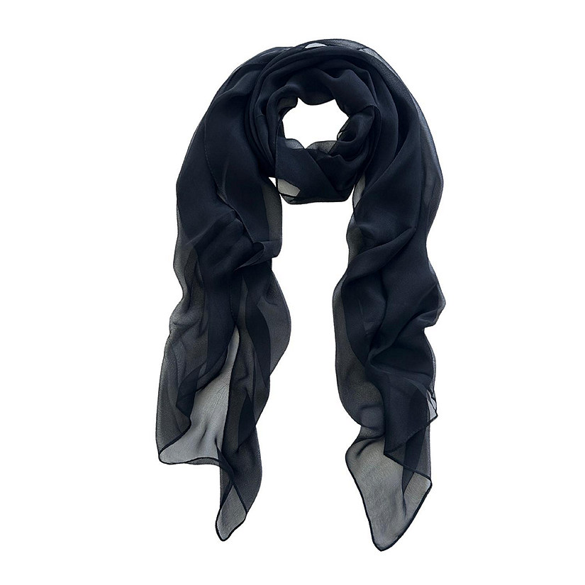 Wrapables Lightweight Sheer Solid Color Georgette Scarf, Black Image