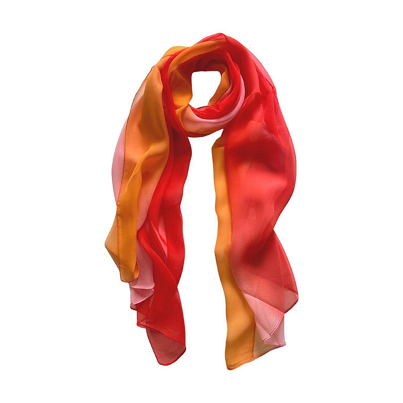 Wrapables Lightweight Sheer Solid Color Georgette Scarf, Orange, Pink & Red Image